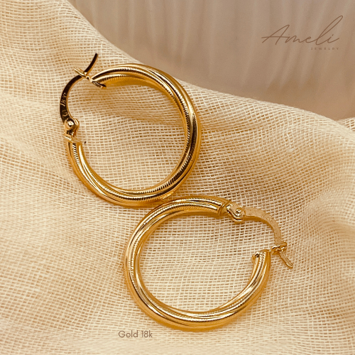 MEDIUM CORRUGATED HOOP EARRINGS