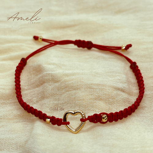 HEART RED WOVEN BRACELET
