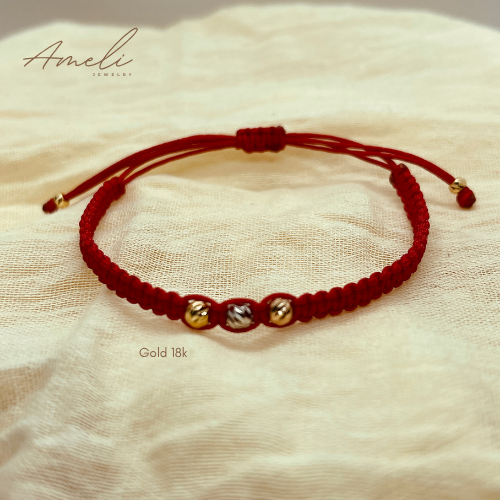 THREE GOLDS RED WOVEN BRACELET