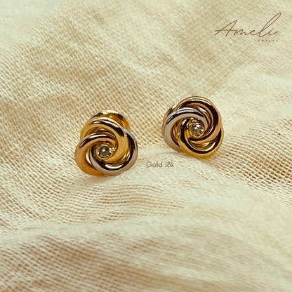 FLAT THREE GOLD EARRIGNS (small)