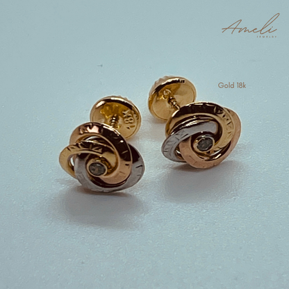 FLAT THREE GOLD EARRIGNS (Big)