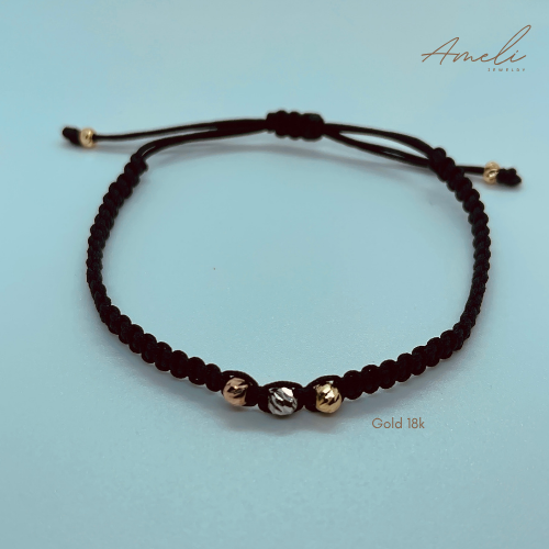 THREE GOLDS BLACK WOVEN BRACELET