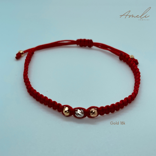 THREE GOLDS RED WOVEN BRACELET