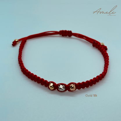 THREE GOLDS RED WOVEN BRACELET